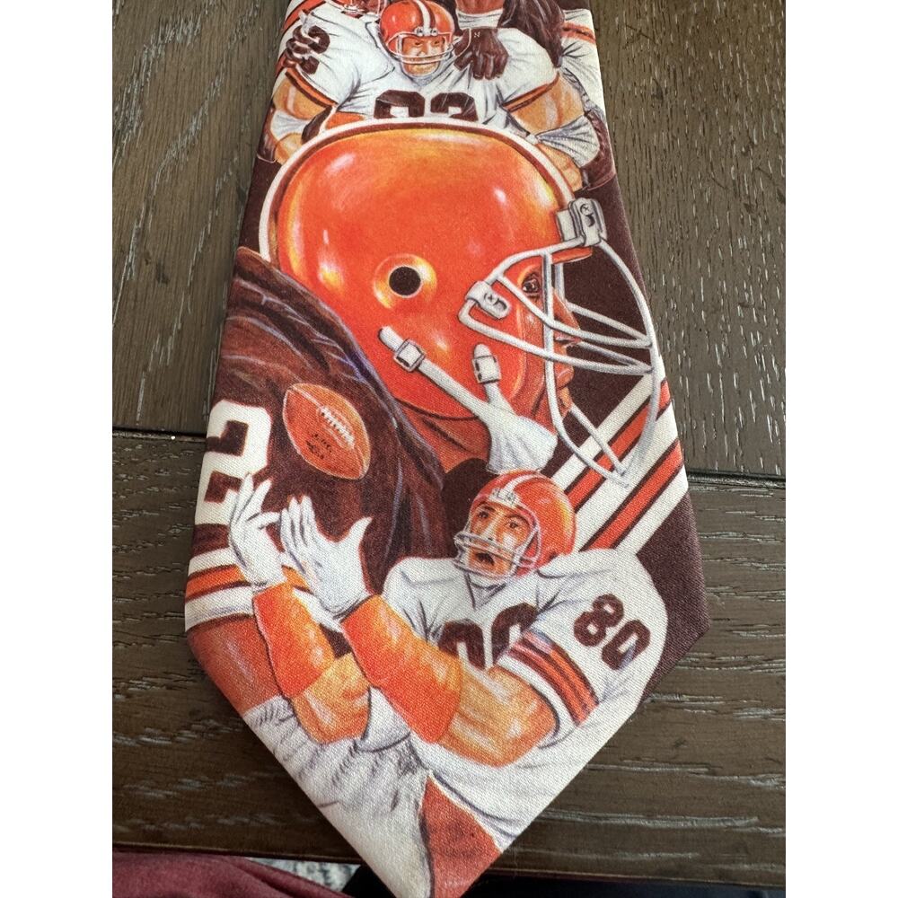 Vintage Ralph Marlin Tie Cleveland Browns 1990 Orange Brown Team Stripes